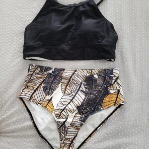 High waist two piece bathing suit